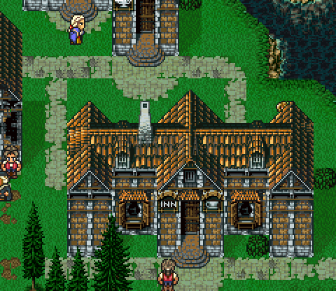 La grande auberge de Kolinghen entre les sapins, dans la version SNES