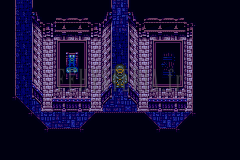Le sous-sol du manoir dans la version GBA : couloir violet entre deux tableaux (version GBA)