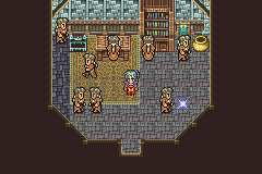 L’école de Narshe : salles de classe et élèves derrière leurs pupitres (version GBA)