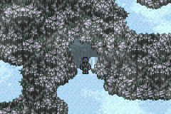Un passage dans la roche grise et la neige, au-dessus de Narshe (version GBA)