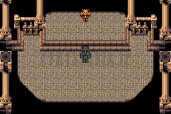 Le plateau de l’Opéra : un personnage seul face au Dragon de Gaïa, en haut de la scène (version GBA)