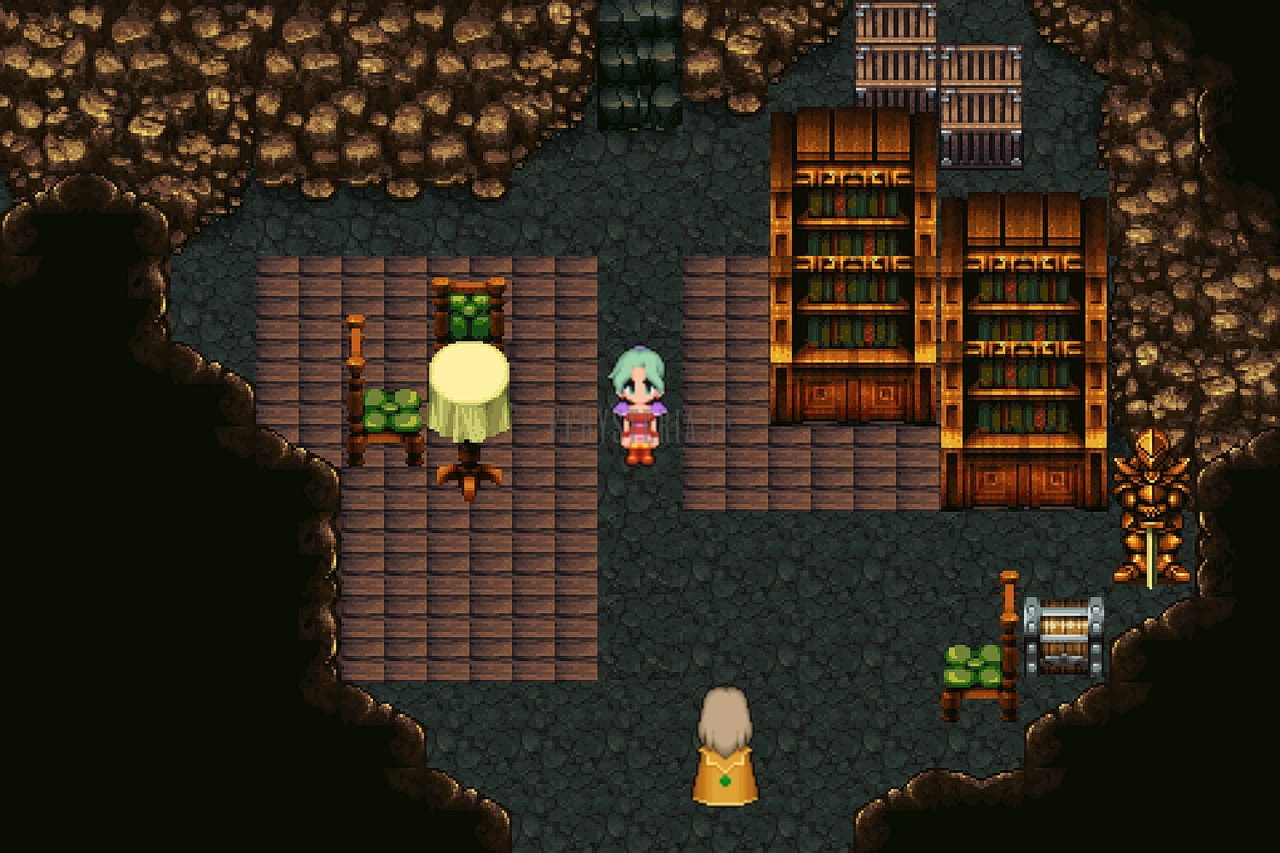 La pièce de Banon, avec sa bibliothèque et sa table (version mobile/PC 2014)