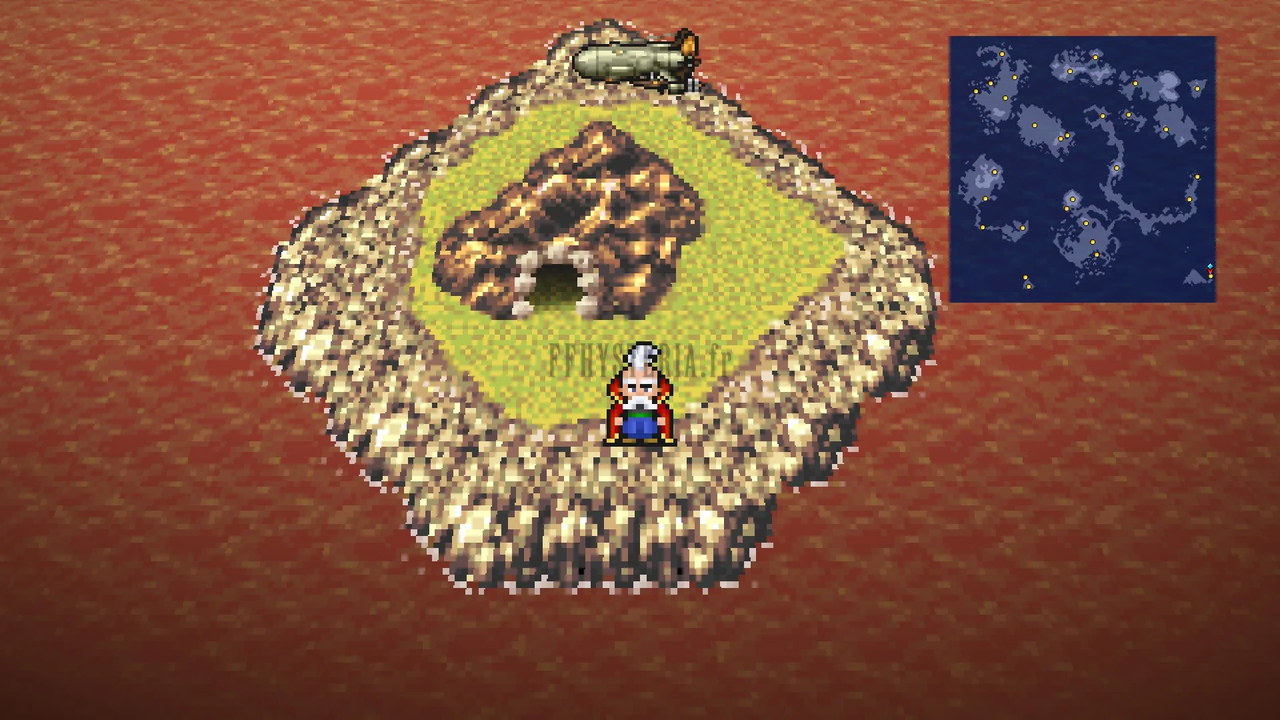 Le Rocher d’Ebot : un îlot rocheux cerclé de récifs, au milieu de la mer rouge du Monde en Ruines (Pixel Remaster)