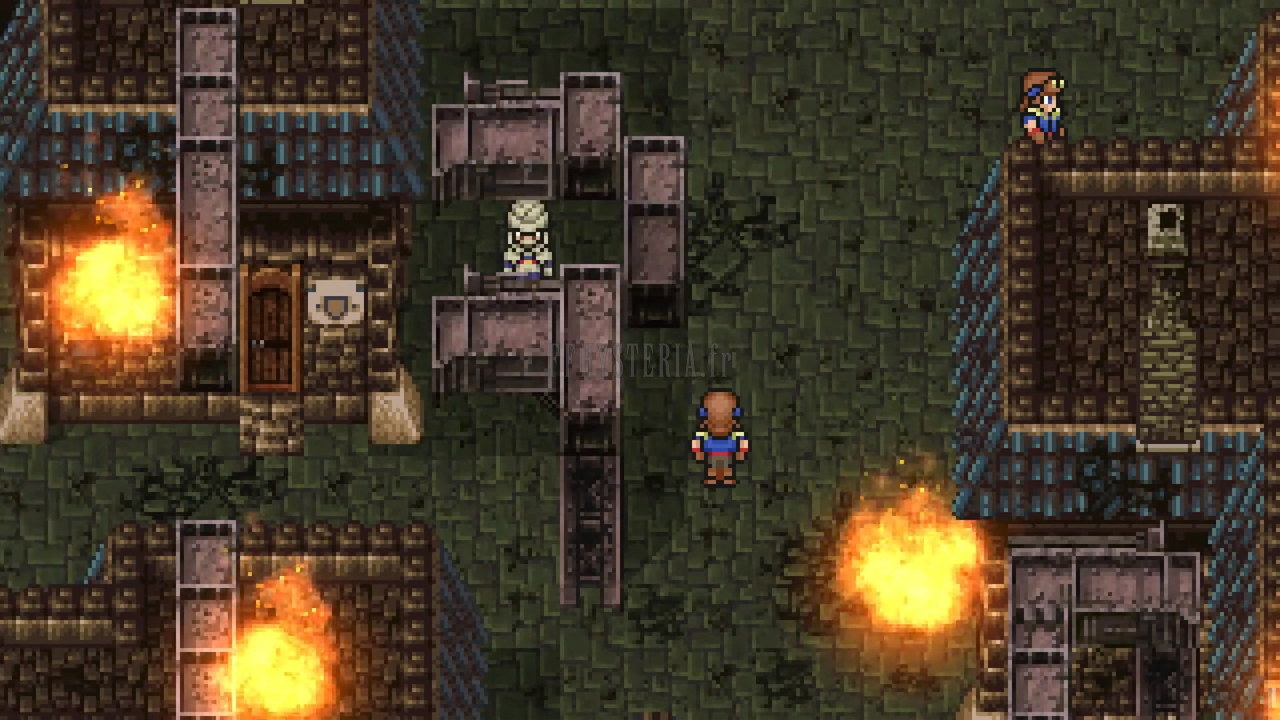 Les rues de Vector ravagées par les chimères, des incendies entre les bâtiments (version Pixel Remaster)