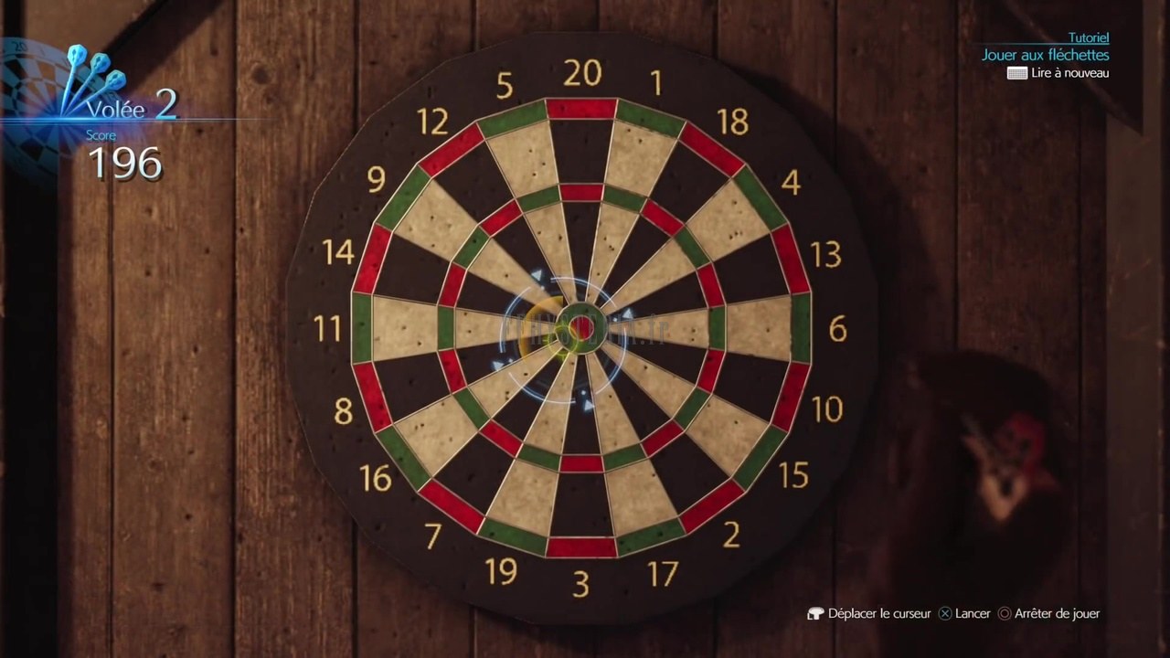 Le jeu de fléchettes du Septième Ciel, premier mini-jeu accessible du récit.