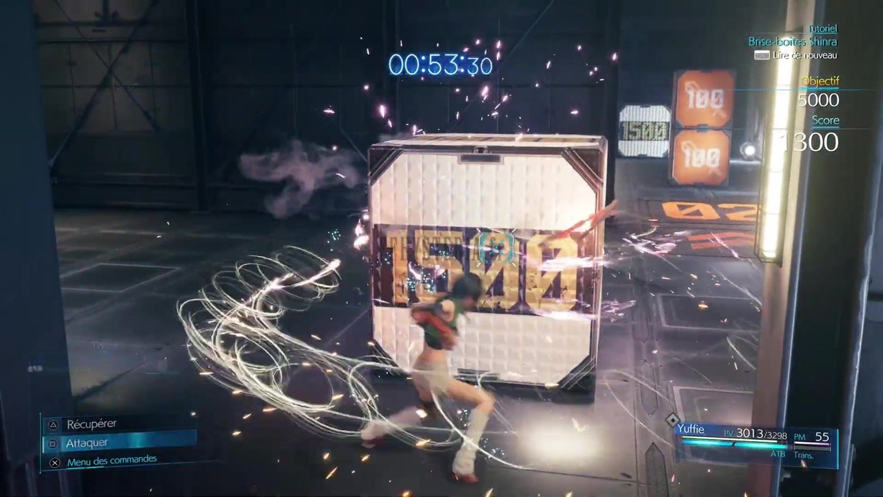 Le Brise-boîtes Shinra d'INTERmission : chrono, objectif et score affichés à l'écran