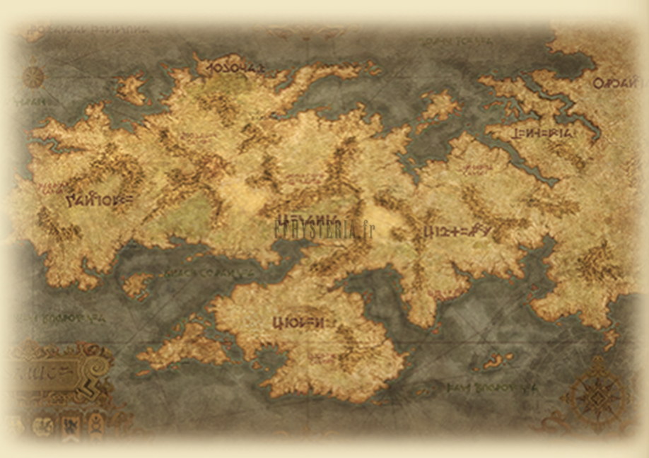 La carte d'Ivalice de la Chronique, noms des régions en écriture ivalicienne (version optimale)