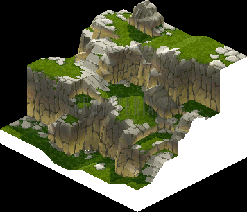 Version PlayStation : le Col de D'guhra, falaises claires et terrasses d'herbe