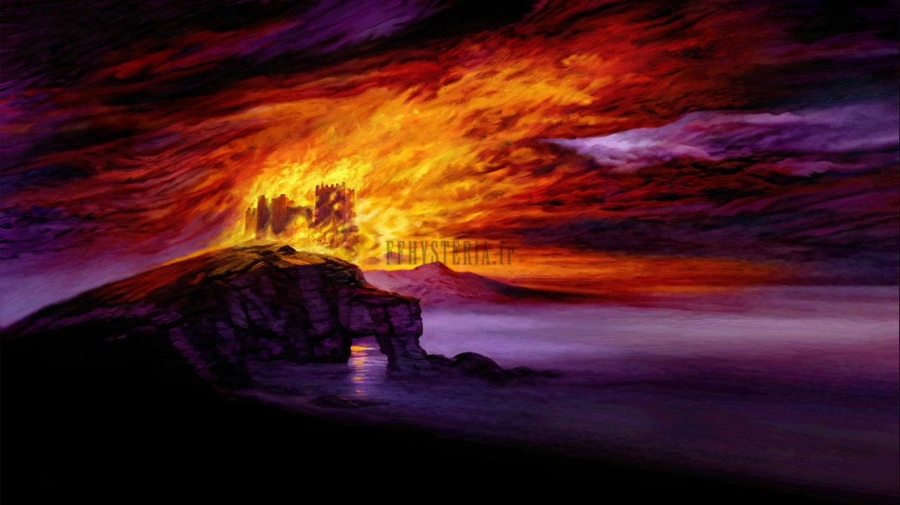 La Forteresse de Ziekden en flammes, illustration de la version optimale