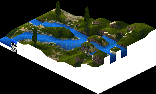 Version PlayStation : l'autre bout de la carte, plus plat, où la rivière se divise