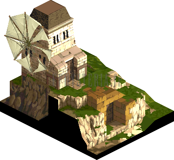 Le moulin et son promontoire sous un autre angle (rendu des versions PlayStation)