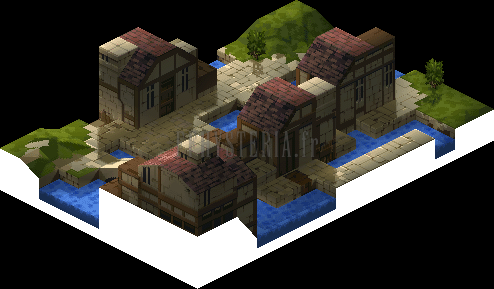 Le quartier des canaux de Gariland, troisième vue : ponts et quais (rendu des versions PlayStation)