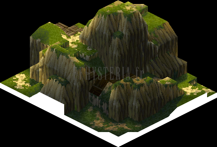 Version PlayStation : le flanc du Mont Germinas, falaise abrupte d'un côté et passerelle de bois