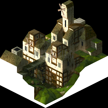 Les toits de Goug, où Mustadio et Ramza se séparent (rendu des versions PlayStation)