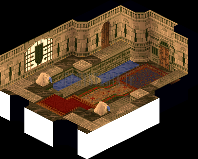Version PlayStation : la nef de Mullonde vue d'un autre angle, tapis rouge et canaux