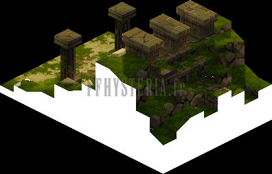 Le parvis du Temple de Nelveska et ses piliers, rendu de la version PlayStation (vue 2)