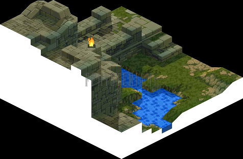 Version PlayStation : l'autre côté des douves, rampes de pierre et herbe