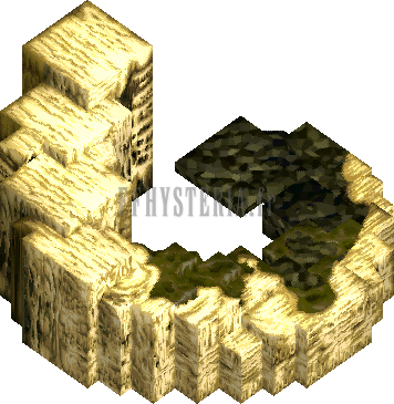 Le dixième niveau, vue 4 : le grand escalier de roche en croissant, version PlayStation