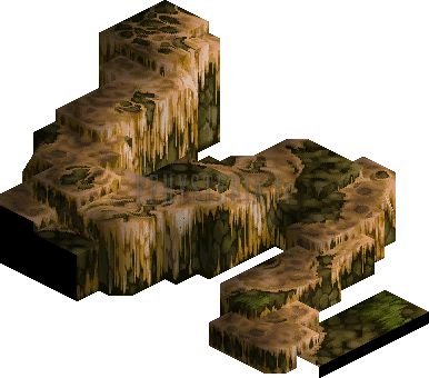 Quatrième niveau, vue 3 : le chemin en serpentin sur ses plateaux de roche, version PlayStation