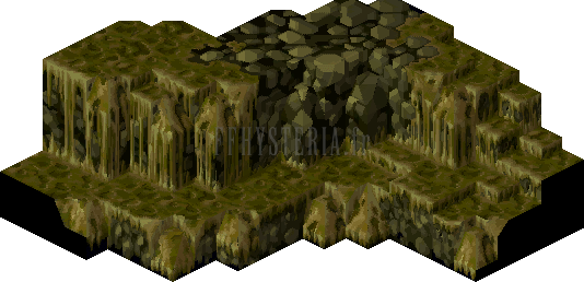 Huitième niveau, vue 4 : le large plateau du haut et ses parois, version PlayStation