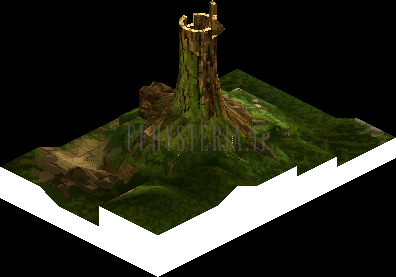 Version PlayStation : le Bois de Yugwo vu d'un autre angle, la souche creuse au centre