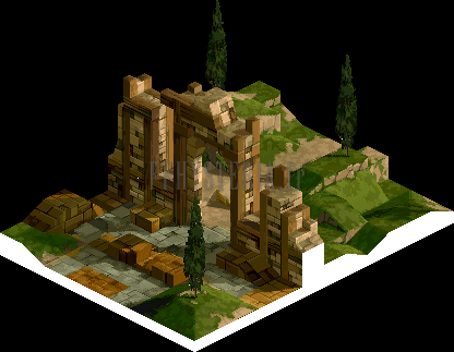 Les ruines aux abords de Zalanda, où Ovélia se confie à Agrias (rendu des versions PlayStation)
