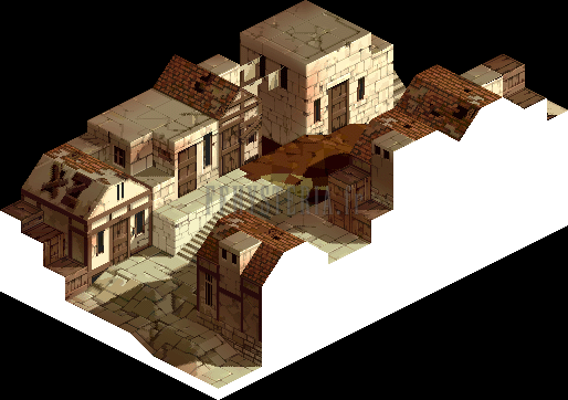 La carte de la Cité marchande de Zarghidos, rendu de la version PlayStation (vue 1)