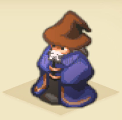 Elidibus le mage, figurine de la Chronique : chapeau pointu et grande cape bleue