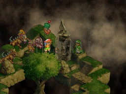 Séisme, une capacité de Terre des Golems d'argile : le sol se soulève sous un groupe d'unités (capture d'un autre combat)